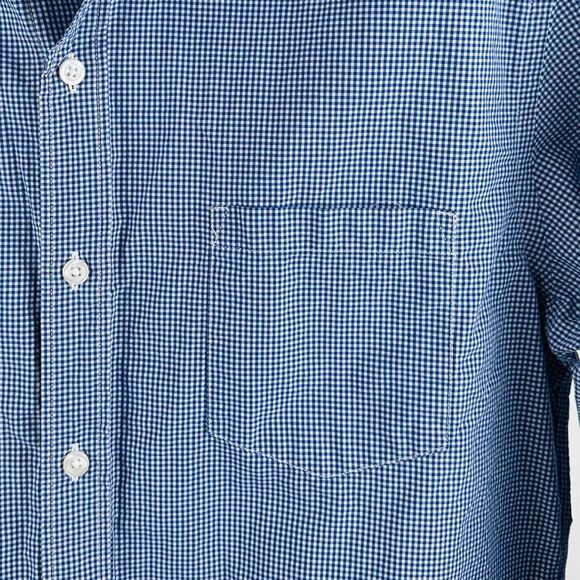 J.Crew Men’s SZ L Blue Micro Gingham Button-Down Shirt Long Sleeve Cotton Casual - Picture 3 of 10